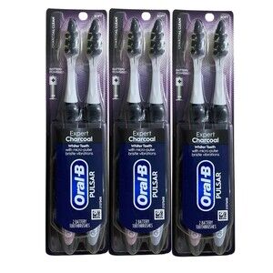 Oral-B Pulsar Expert Charcoal Battery Toothbrush Soft – Lot of 3 Packs